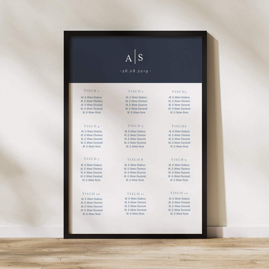 Sitzplan Hochzeit Porträt 60 x 90 cm Minimalistische Nuancen foto