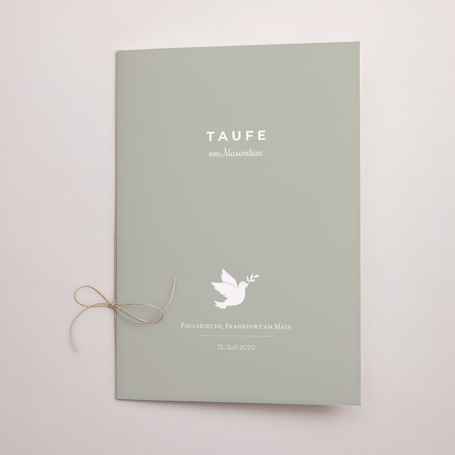Kirchenheft Taufe Doppelflügel Krone Taube foto