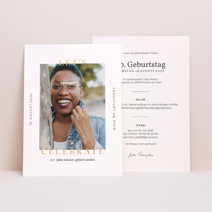 Beilegekarte Geburtstag Erwachsener Feiern wir 50 Jahre foto