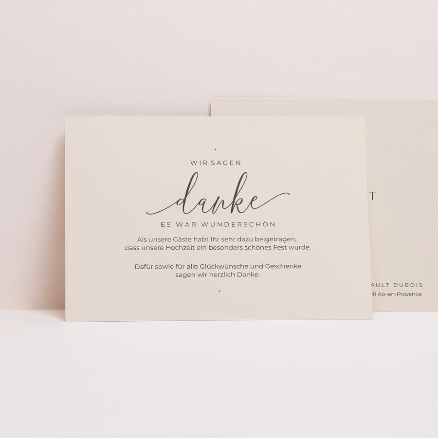 Dankeskarte Hochzeit Landschaft Nude Chic foto