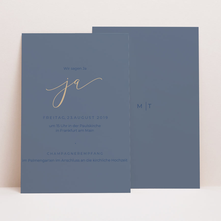 Beilegekarte Hochzeit PortraitPorträt Nude & Marine Chic foto