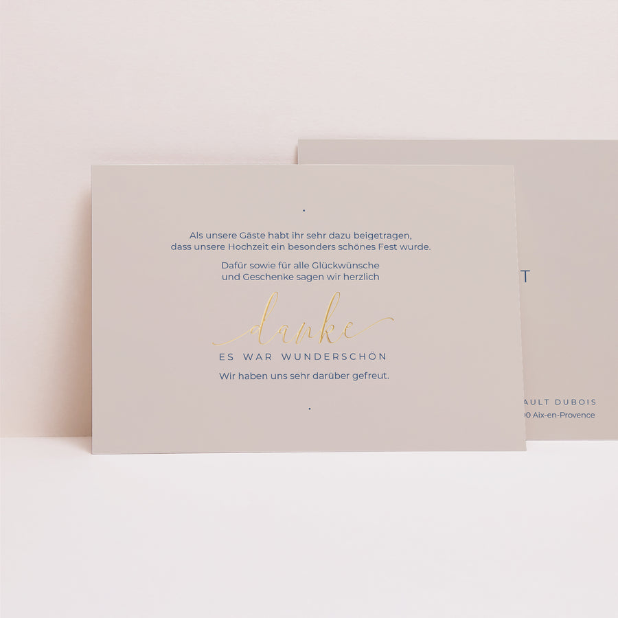 Dankeskarte Hochzeit Landschaft Nude & Marine Chic foto