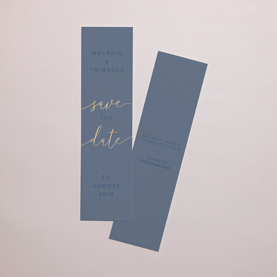 Save the date Karte Hochzeit Lesezeichen Nude & Marine Chic foto