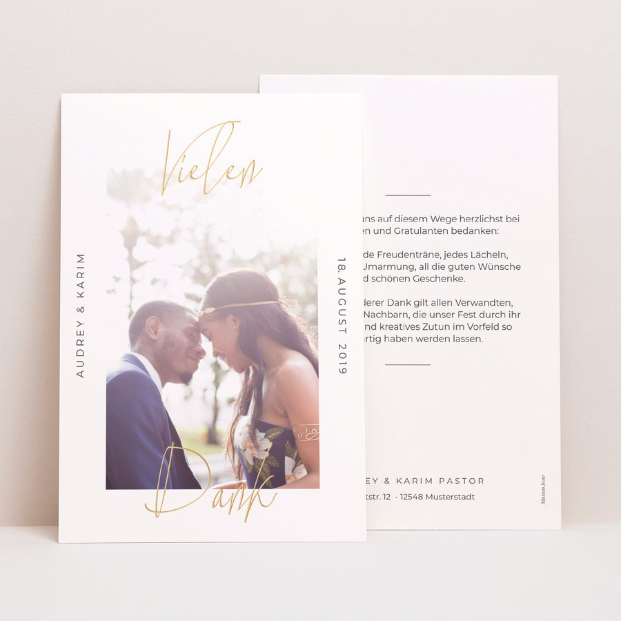 Dankeskarte Hochzeit PortraitPorträt Wir heiraten foto