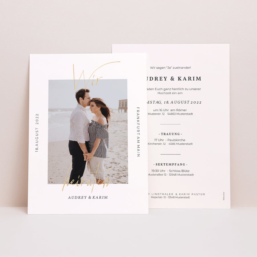 Hochzeitseinladung Wir heiraten foto