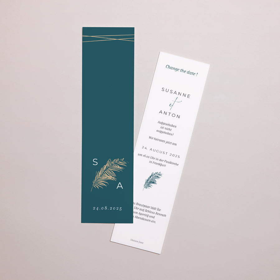 Beilegekarte Hochzeit Lesezeichen Inchyra blau foto