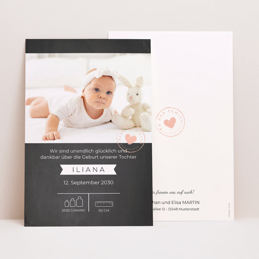 Geburtskarte PortraitPorträt Süßer Schiefer foto