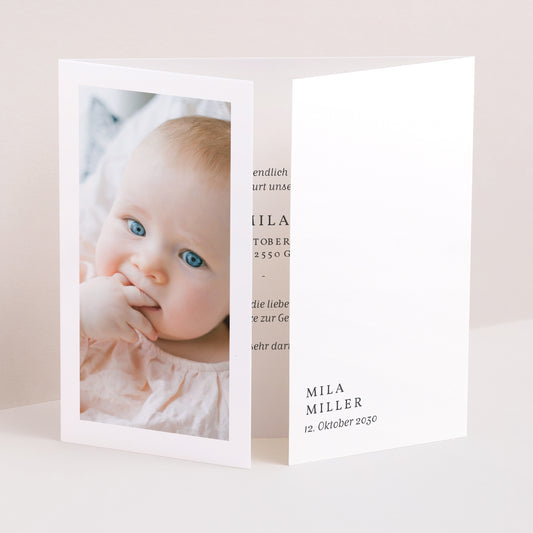 Geburtskarte Triptychon Fensteröffnung Welcome Baby foto
