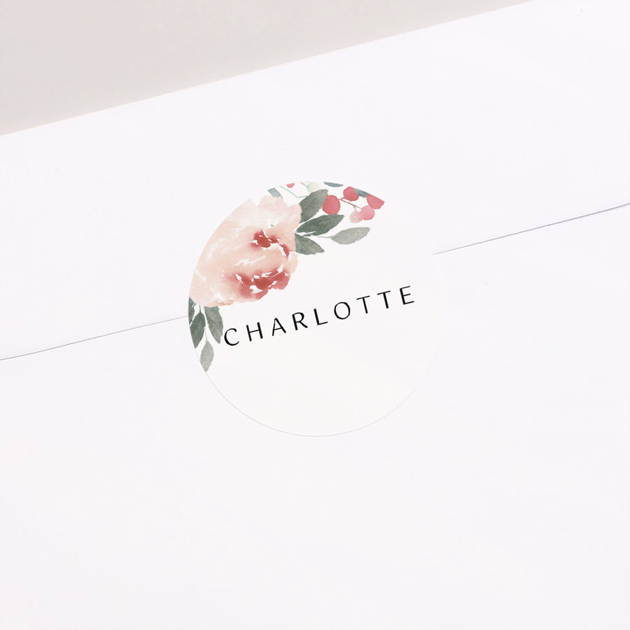 Sticker Geburt Rund Aquarell Blume foto