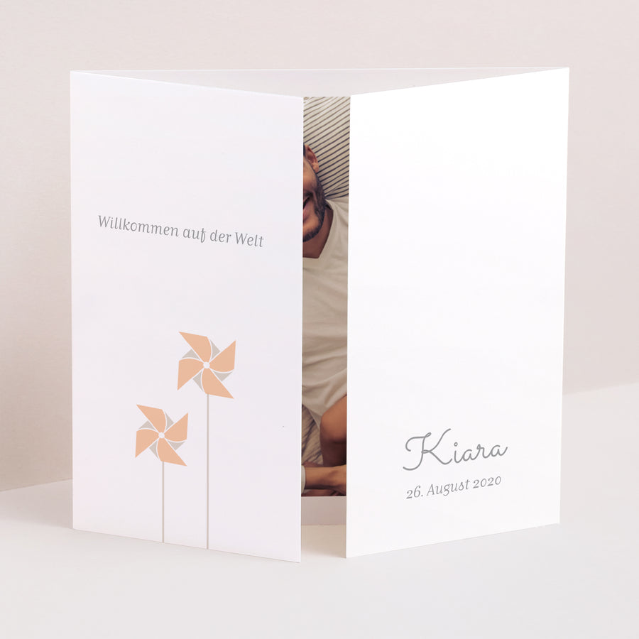 Geburtskarte Triptychon Fensteröffnung Moulins Du Coeur foto