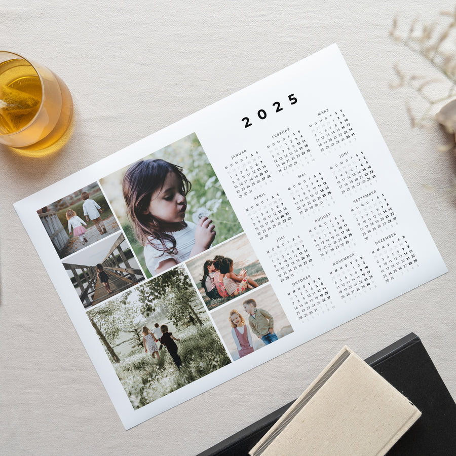 Kalender Weihnachten Einseitiges Landschaftslayou Familienbilder foto