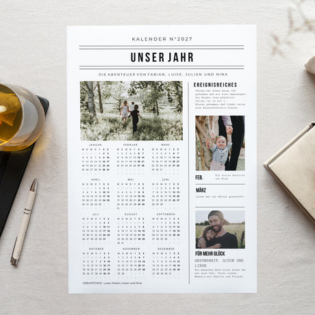 Kalender Weihnachten Einzelseite Porträt Tagebuch Jahr