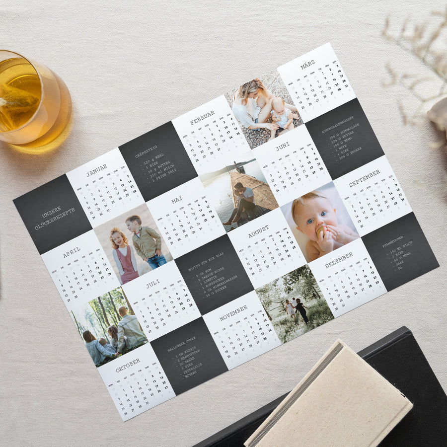 Kalender Weihnachten Einseitiges Landschaftslayou Rezept für Glück foto