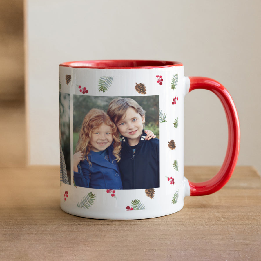 Tasse Weihnachten Rot Fotos und Wald foto