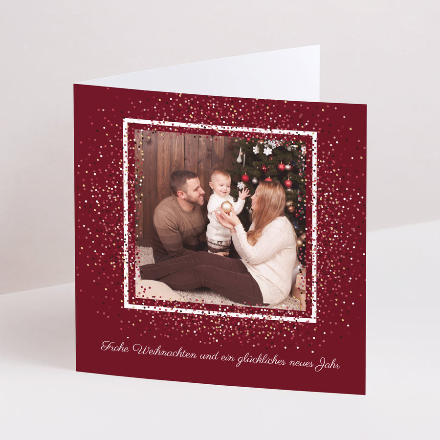 Weihnachtskarte Weihnachten Doppelflügiges Quadrat Spritziger Weihnachten foto