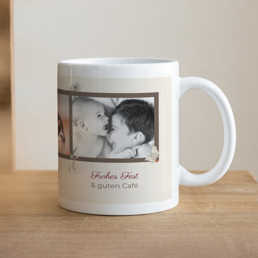 Tasse Objekte Weiß Weihnachtsblätter & -zweige foto