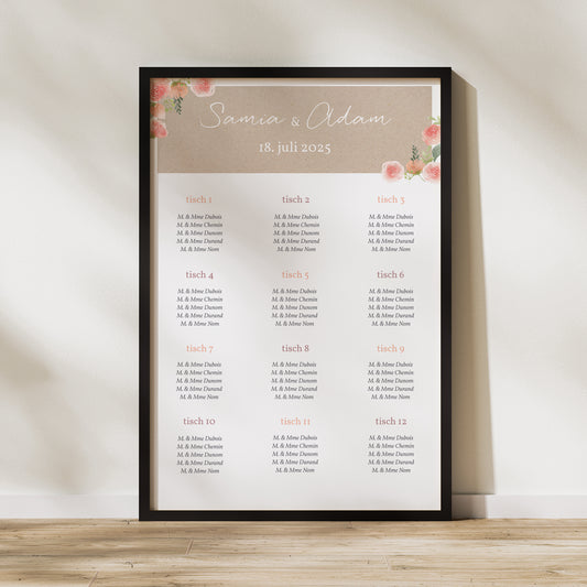 Sitzplan Hochzeit Porträt 60 x 90 cm Landleben Angeln foto