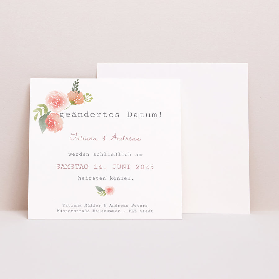 Beilegekarte Hochzeit Quadrat Ländliche Krone foto