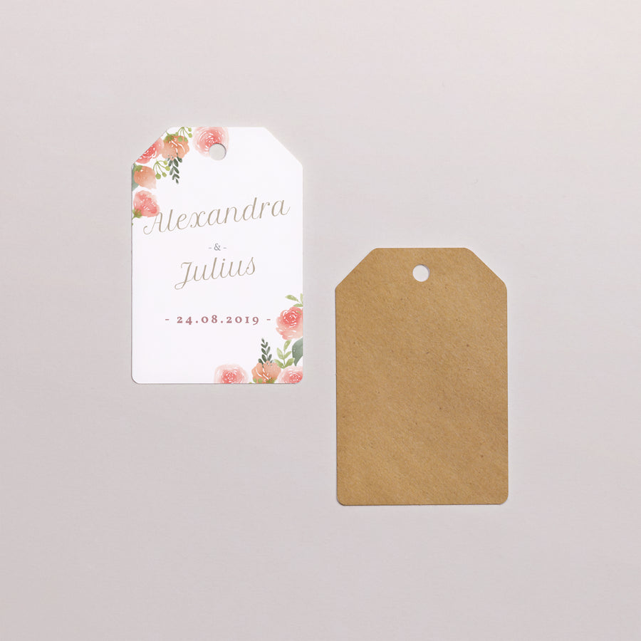 Vorgelochtes Etikett Hochzeit Fähnchen Floral Crown foto