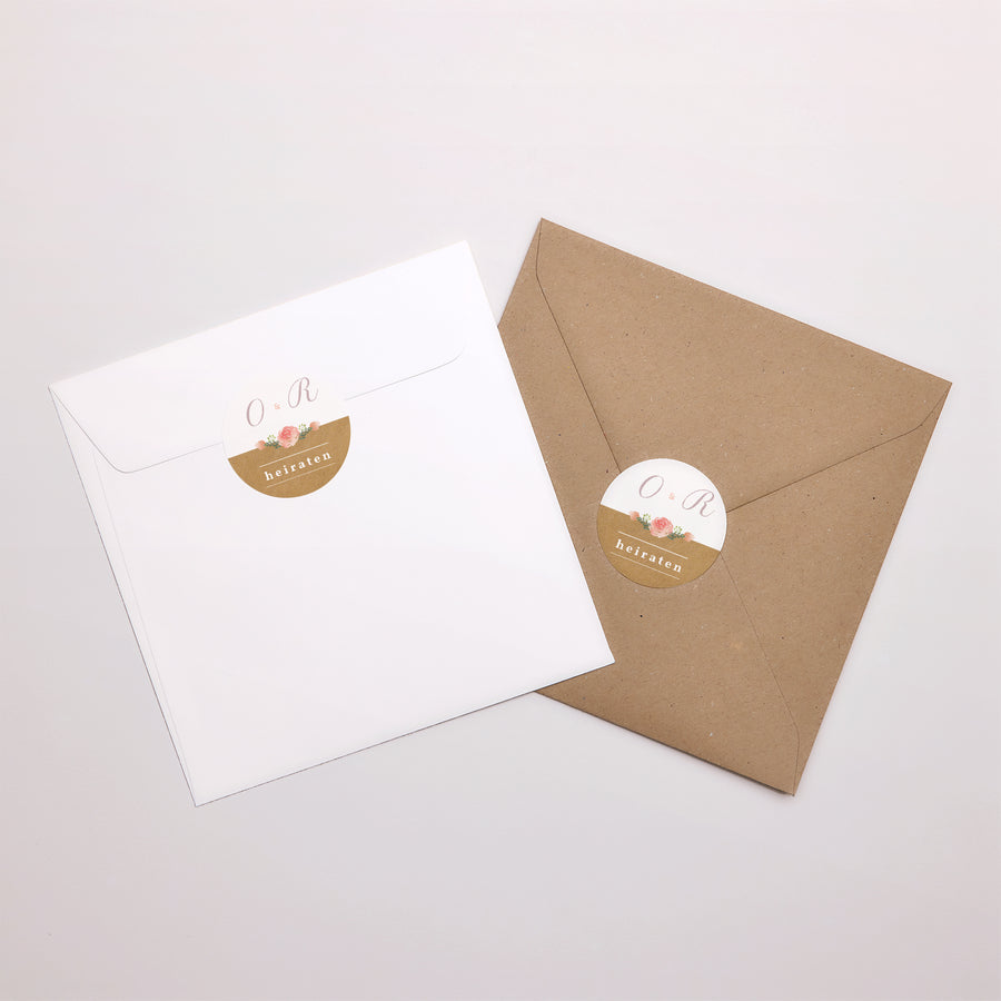Sticker Hochzeit Rund Floral Crown foto