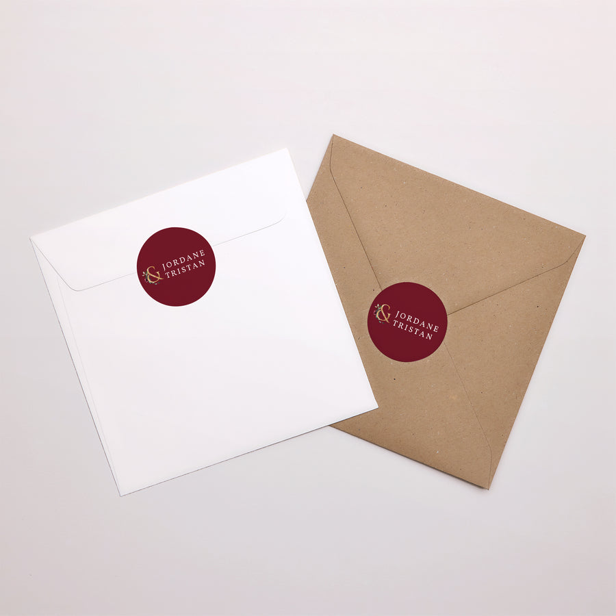 Sticker Hochzeit Rund Marsala-Blumen foto