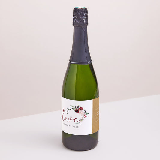 Flaschenetikett Hochzeit Landschaft Krone Marsala foto