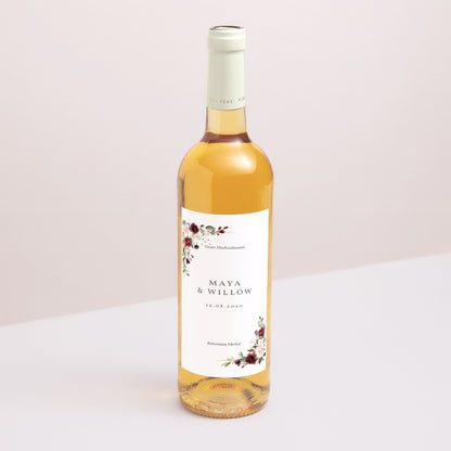 Flaschenetikett Hochzeit Porträt Krone Marsala foto N° 1