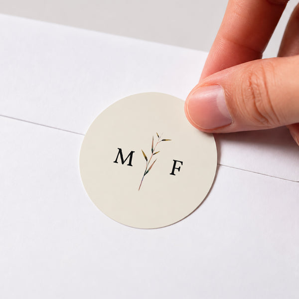 Sticker Hochzeit Rund Leinen & Senf foto
