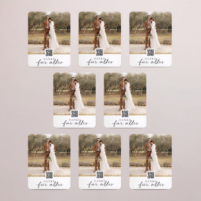 Dankeskarte Hochzeit Set von 8, magnetisch, rechteckig mit abgerundeten Ecken Zimtfarbene Kalligraphie foto N° 3