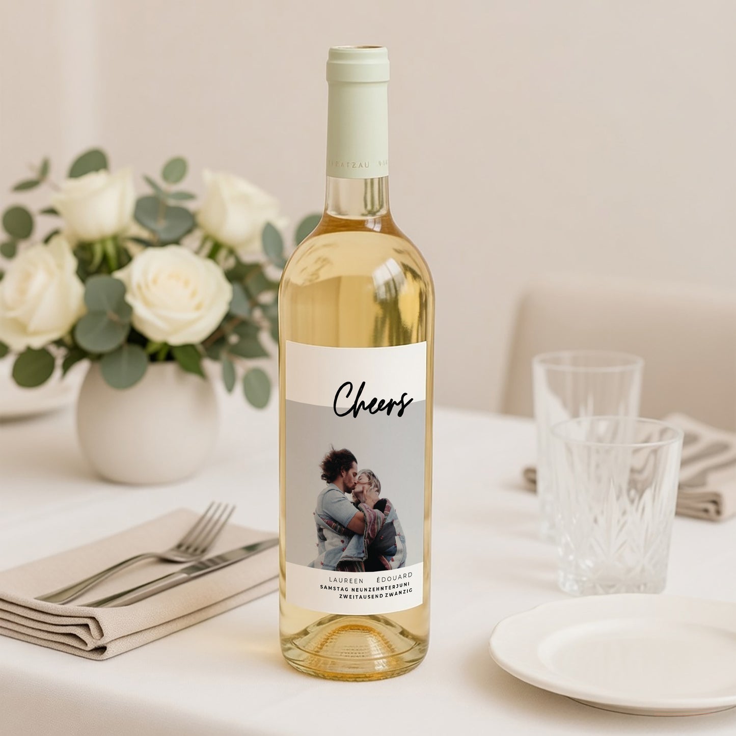 Flaschenetikett Hochzeit Porträt Spachtelmasse und Majestic foto N° 2