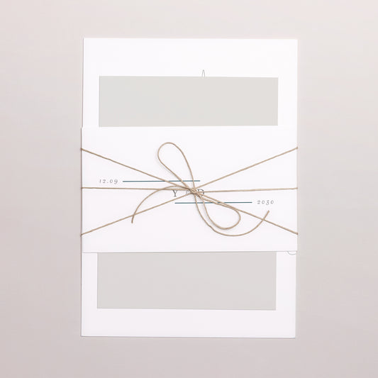 Hochzeitseinladung 3 Karten, Band Eukalyptus foto