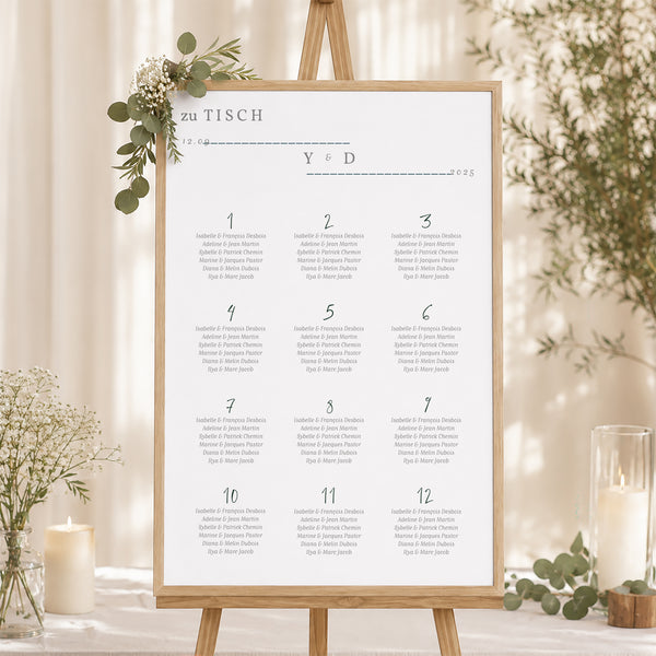 Sitzplan Hochzeit Porträt 60 x 90 cm Eukalyptus foto