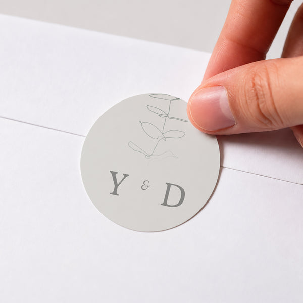 Sticker Hochzeit Rund Eukalyptus foto