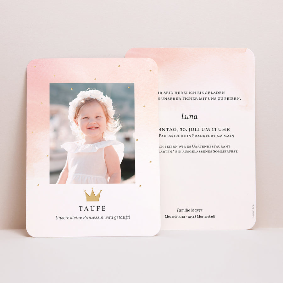 Taufeinladung Porträt, abgerundete Kanten Prinzessin foto