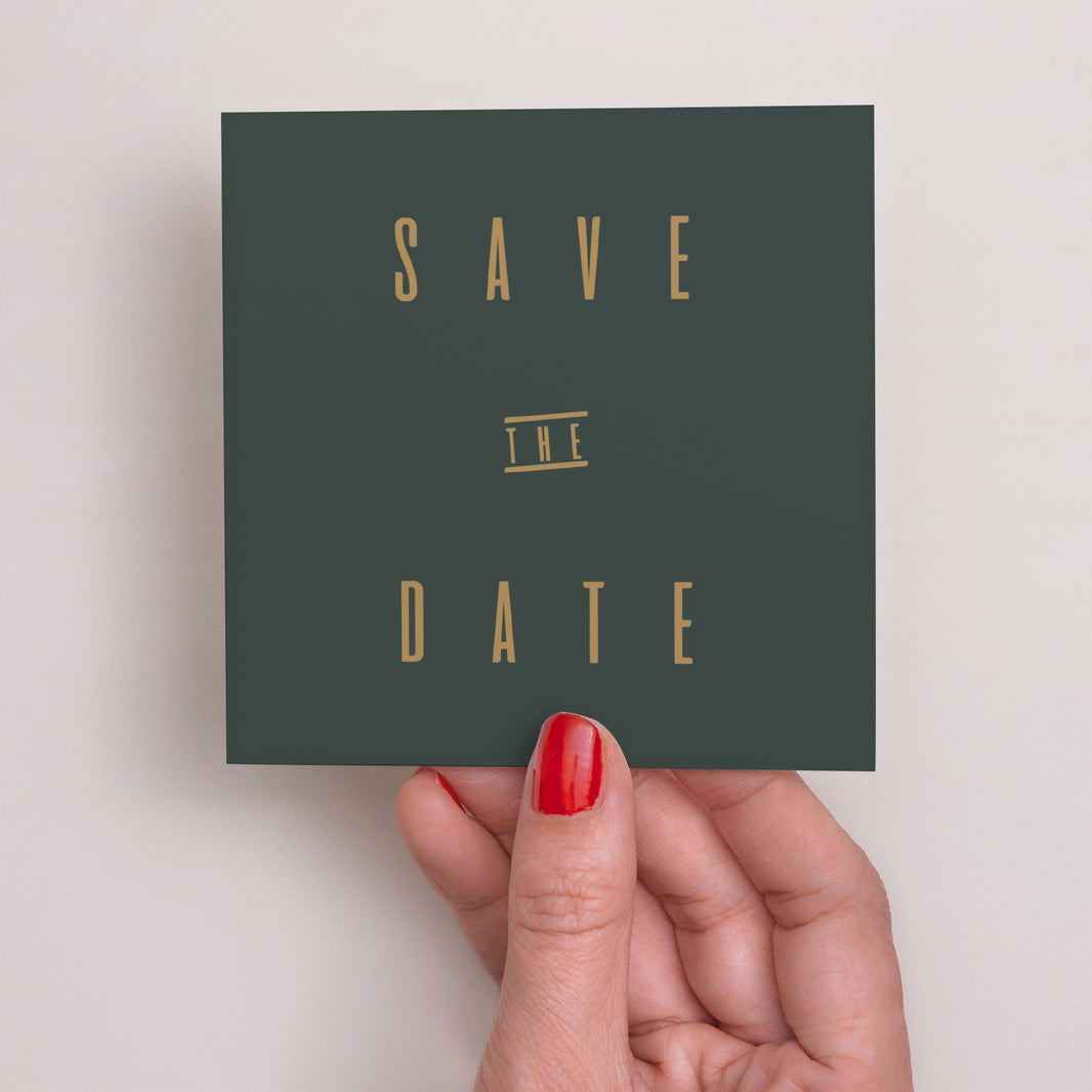 Save the date Karte Hochzeit Quadrat Grün & Kraft foto N° 2