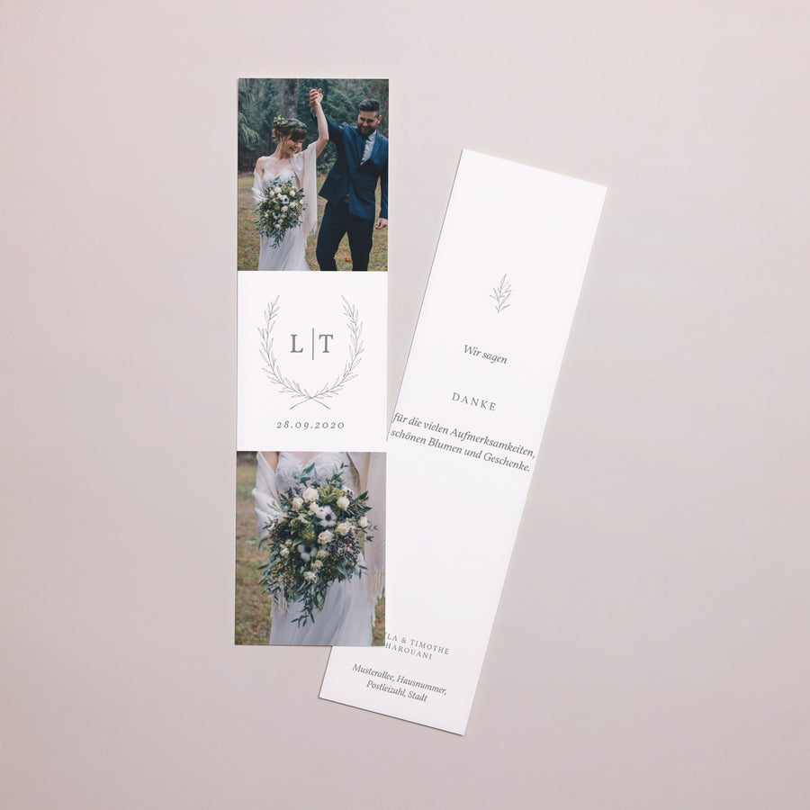 Dankeskarte Hochzeit Lesezeichen Kinfolk floral foto