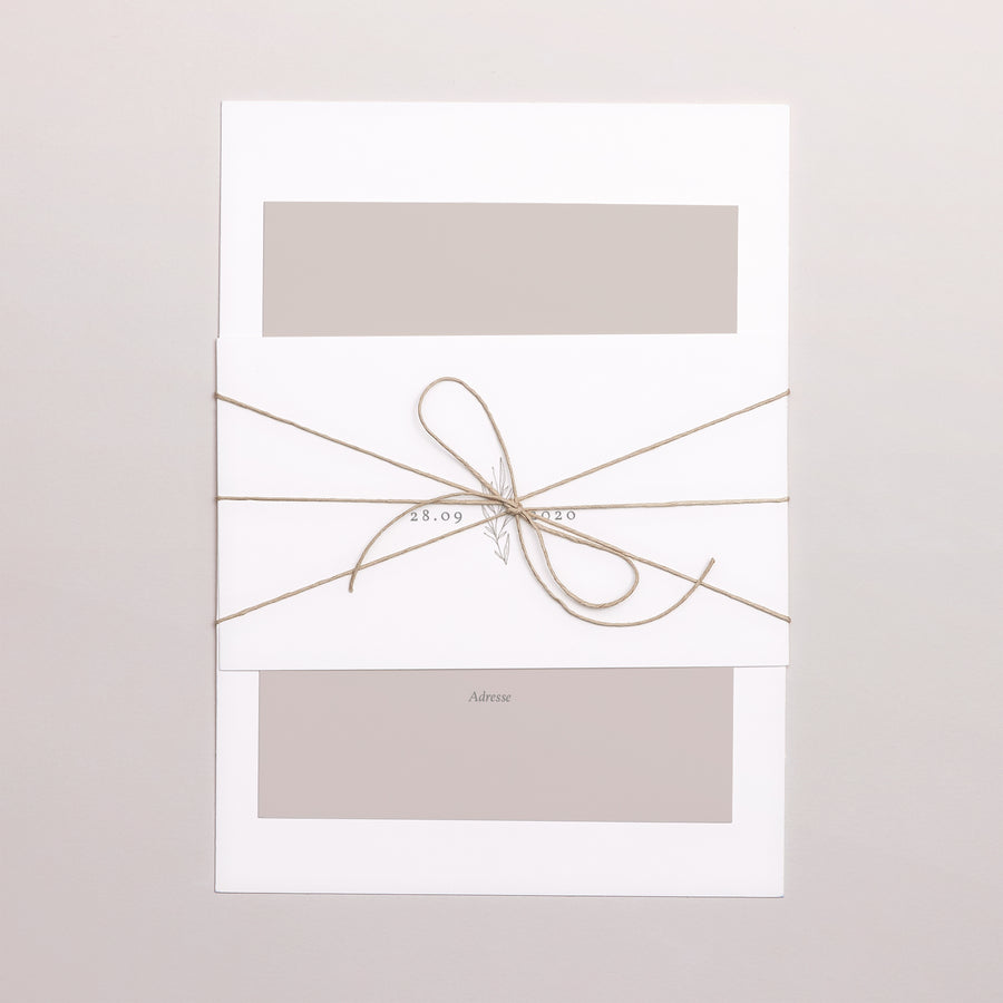 Hochzeitseinladung 3 Karten, Band Kinfolk floral foto