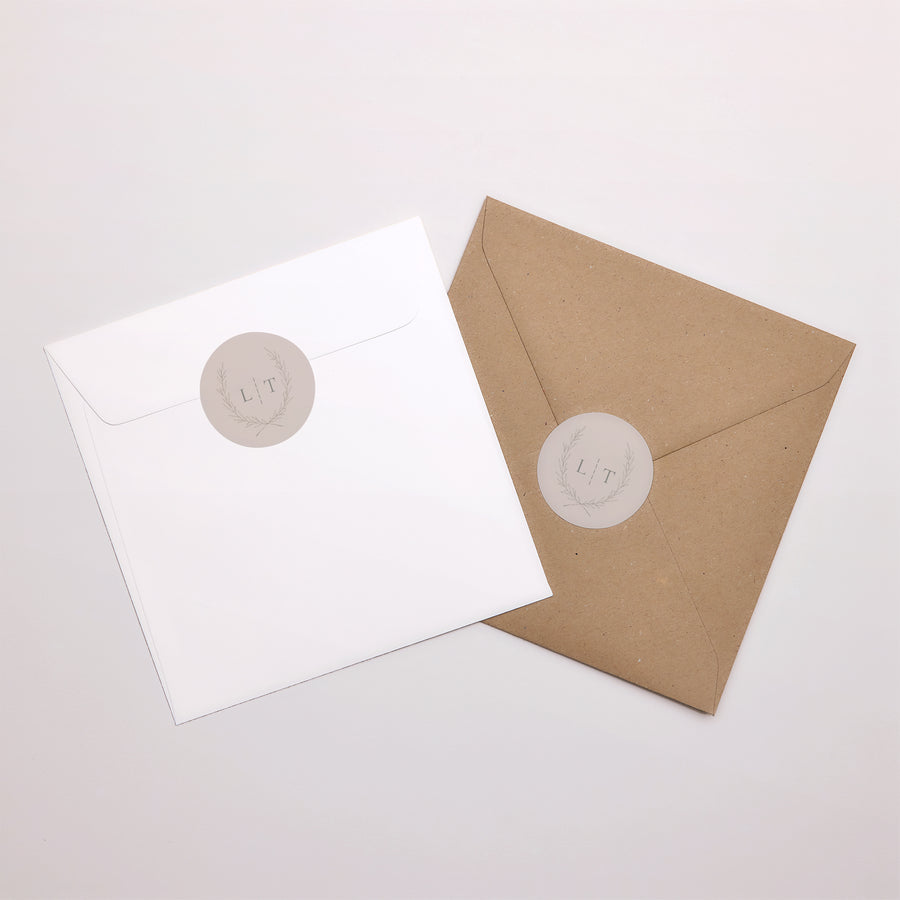 Sticker Hochzeit Rund Kinfolk floral foto