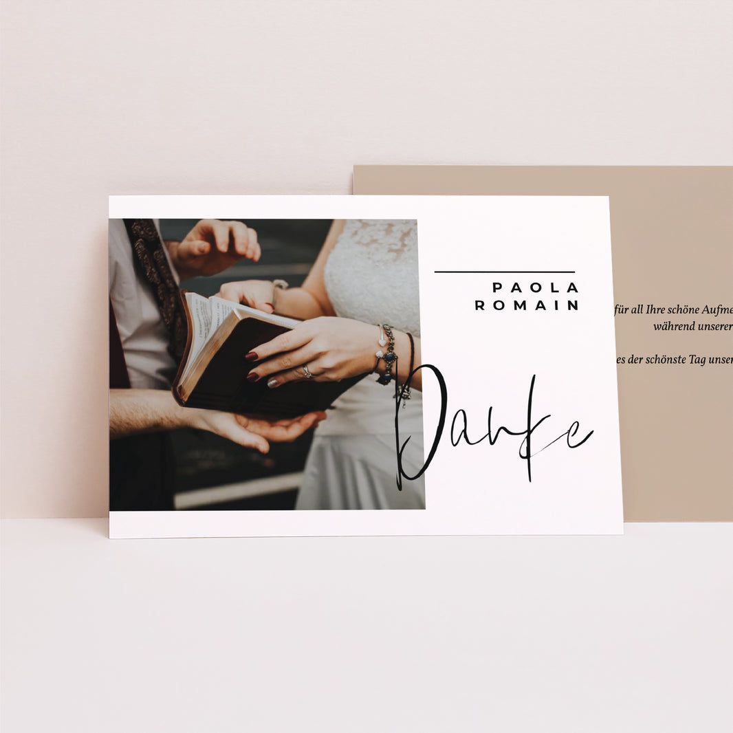 Dankeskarte Hochzeit Landschaft Handschriftliche Typo foto N° 1