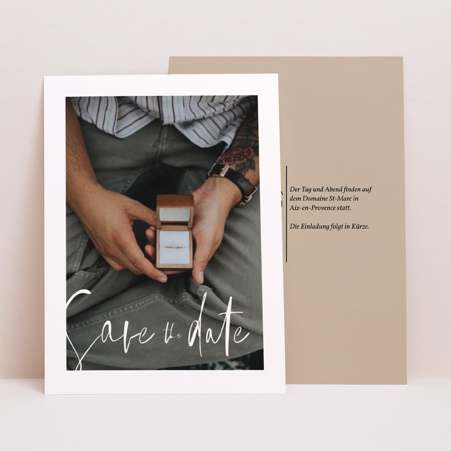 Save the date Karte Hochzeit Porträt Handschriftliche Typo foto
