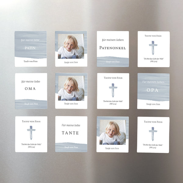Dankeskarte Taufe Pack mit 12, magnetisch Blauer Pinsel foto