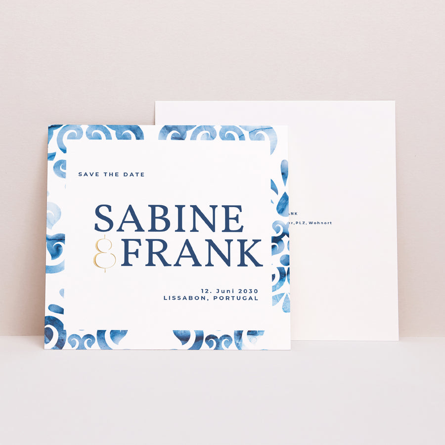 Save the date Karte Hochzeit Quadrat Azulejos foto