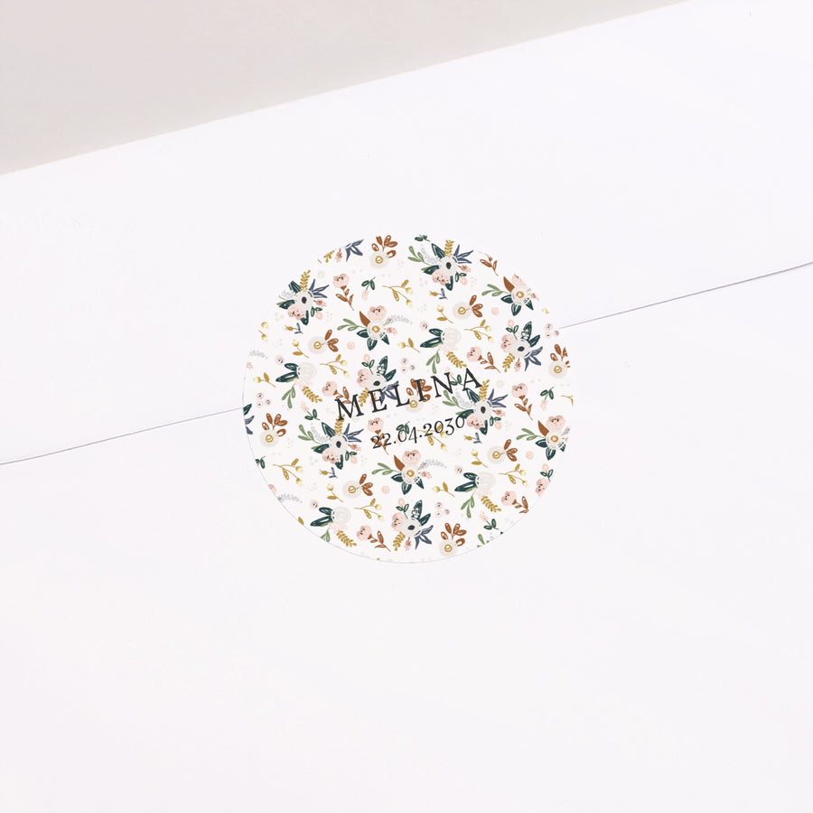 Sticker Geburt Rund Tausend Blumen foto