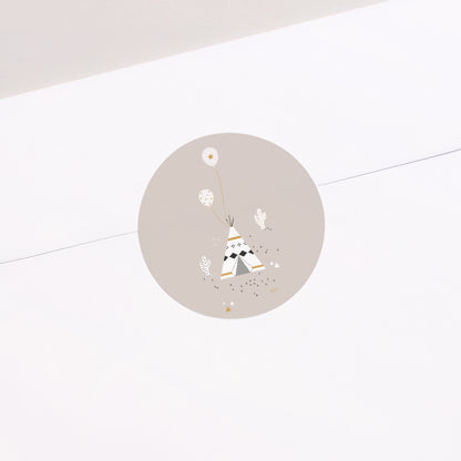 Sticker Geburt Rund Indisches Tipi foto N° 1