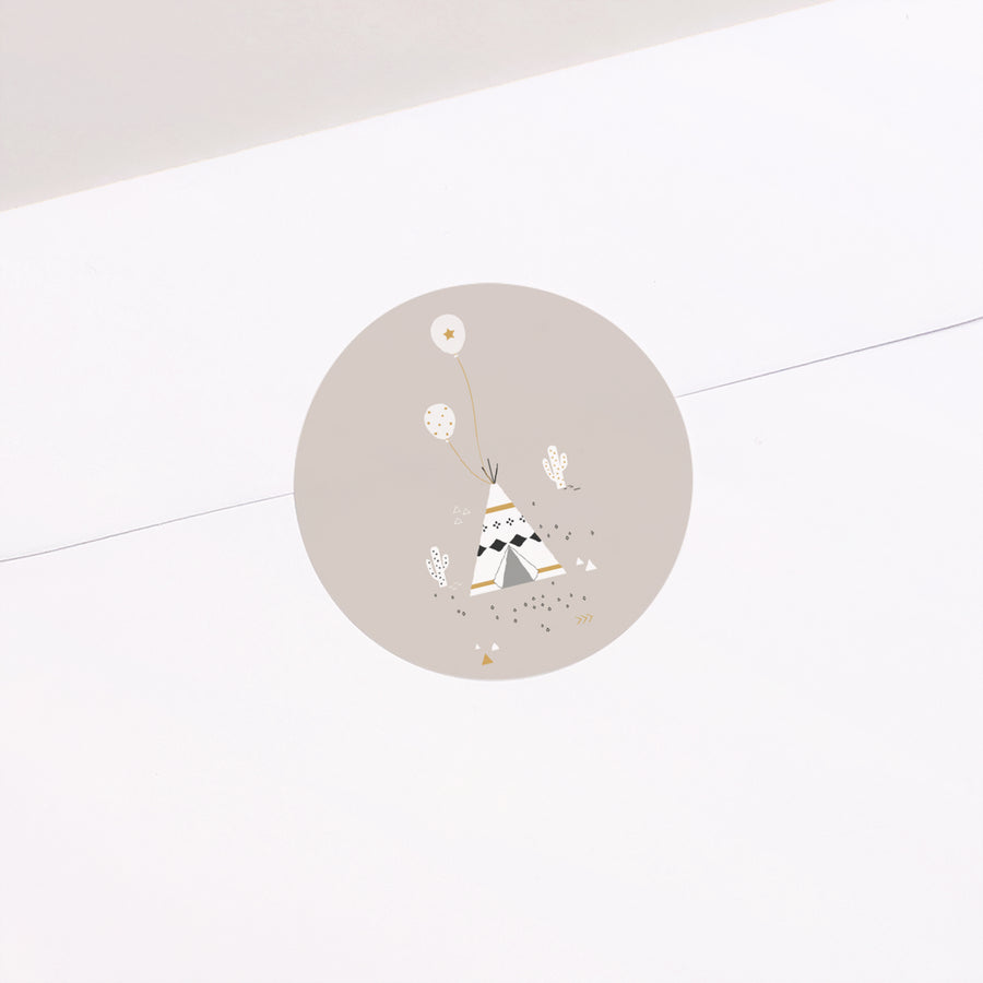 Sticker Geburt Rund Indisches Tipi foto