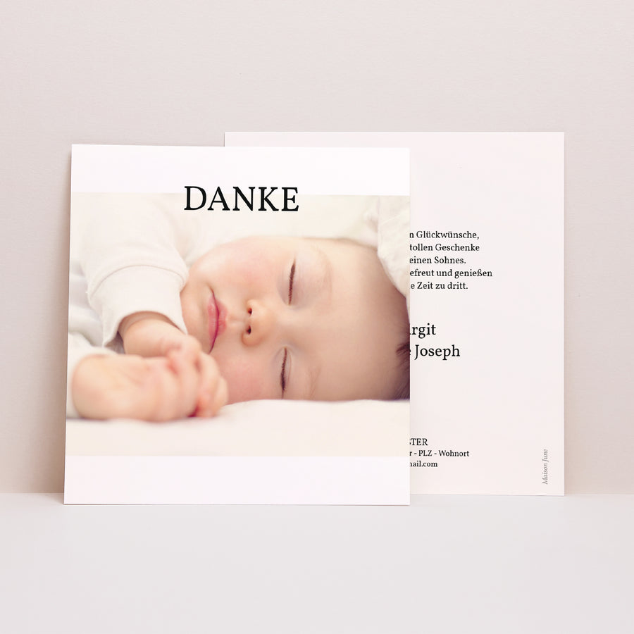 Dankeskarte Geburt Quadrat Exklusiv foto
