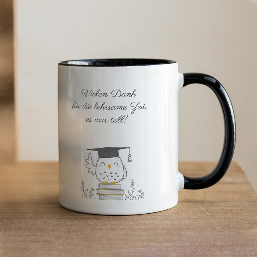 Tasse Objekte Schwarz Instit Eule foto
