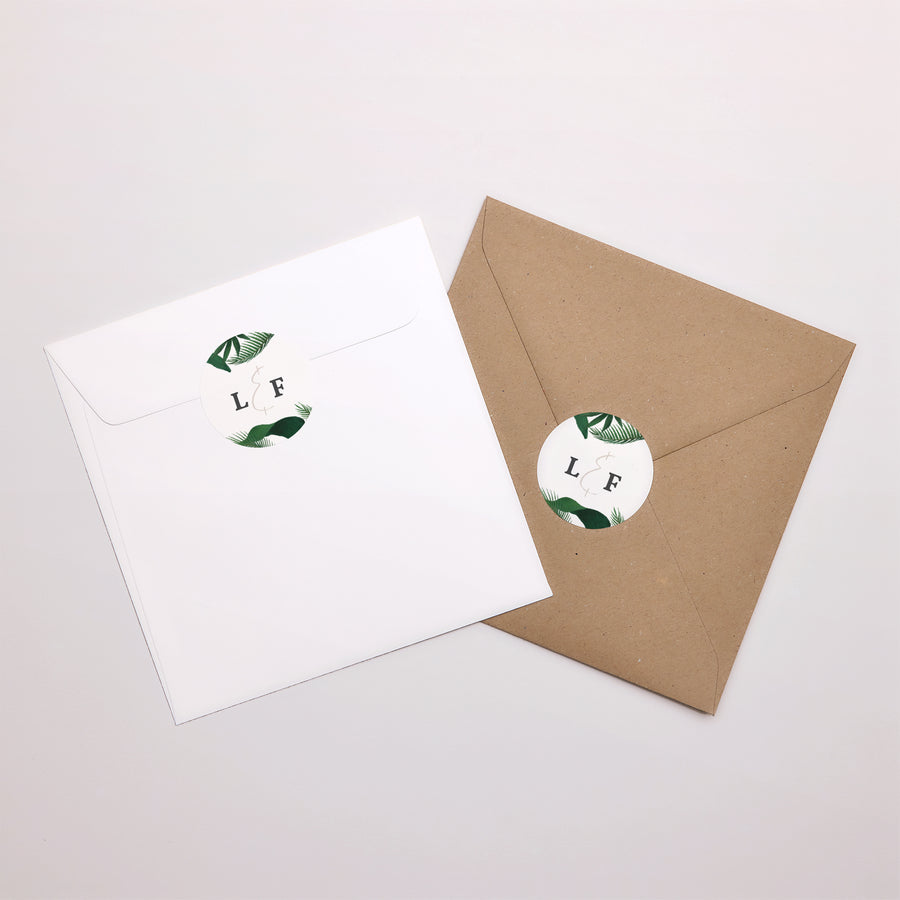 Sticker Hochzeit Rund Tropischer Garten foto
