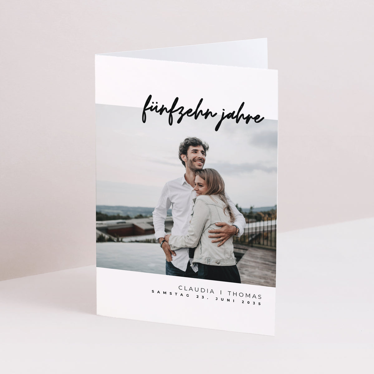 Einladungskarte Hochzeitstag Doppelter Porträtflügel Kristallhochzeit foto