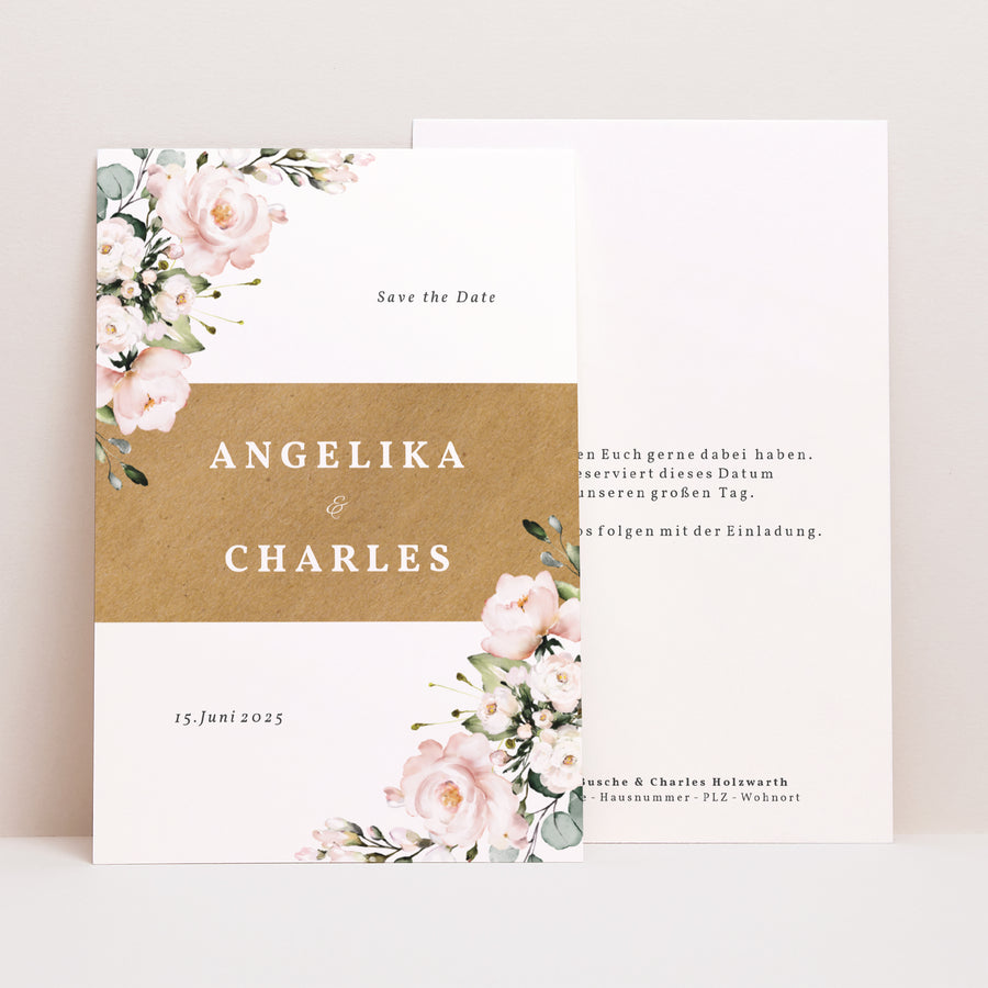 Save the date Karte Hochzeit PortraitPorträt Romantische Kraft foto